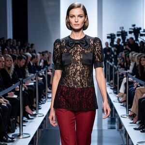 Marc Jacobs Black Sheer Lace Top